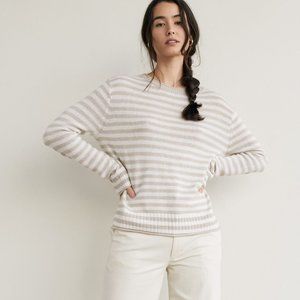 JENNI KAYNE Everyday Sweater Oatmeal/Ivory Stripe size M